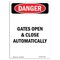 Signmission OSHA Danger Sign, 10" Height, Rigid Plastic, Portrait Gates Open And Close Automatically, Portrait OS-DS-P-710-V-1282 - alternate 1